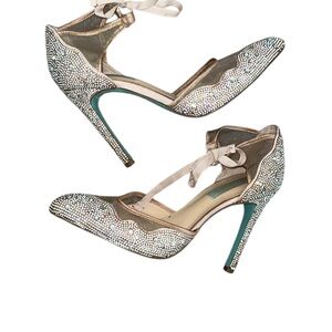 Betsey Johnson Sparkling Silver Heels